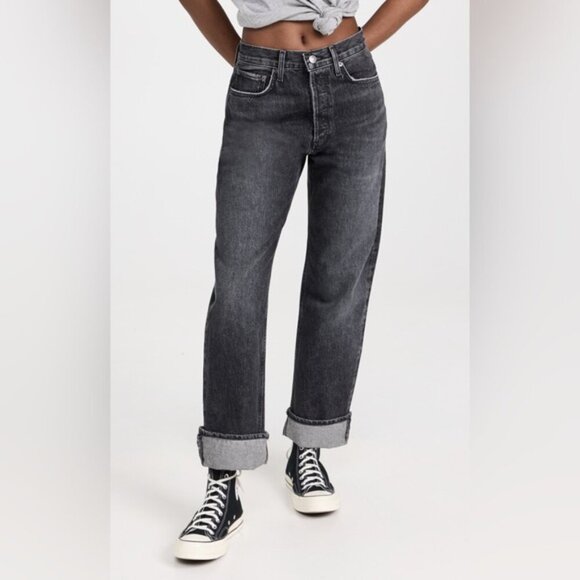 Agolde Denim - AGOLDE Fran Low Slung Easy Straight Cuffed Jeans in Ditch Size 26